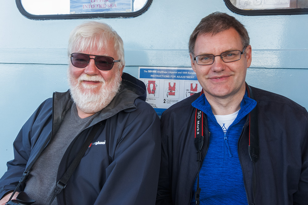 Chris and David on the Billy Shiels boat to the Farne Islands