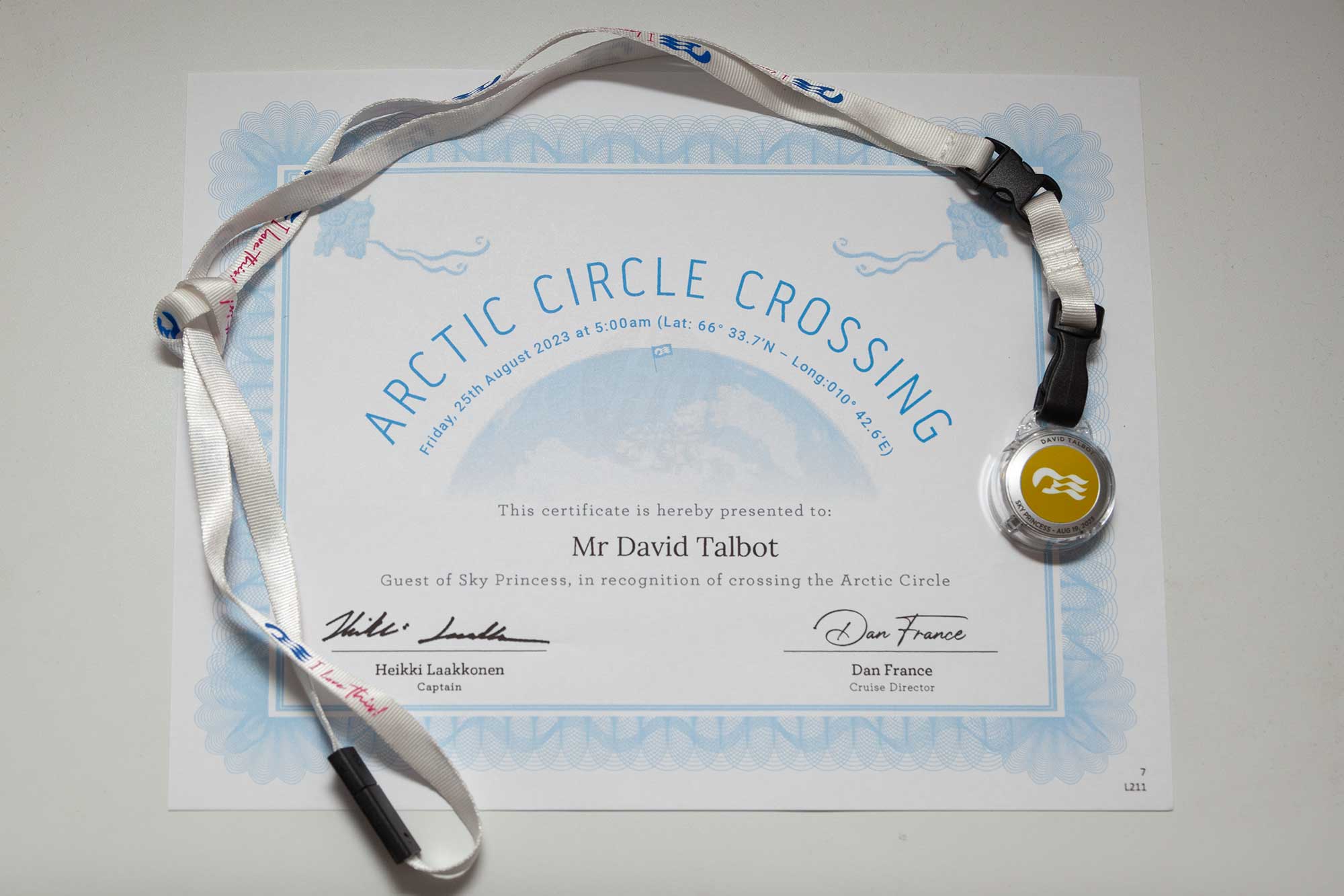 certificate and medallion